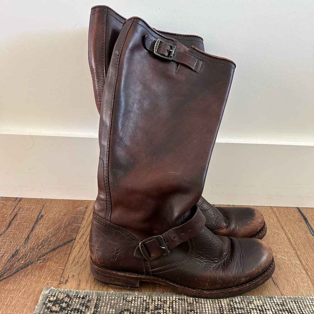 Frye Veronica slouch boots dark brown